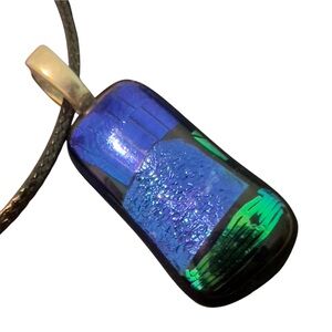 Dichroic Art Glass Pendant Dichroic Glass Blues Greens